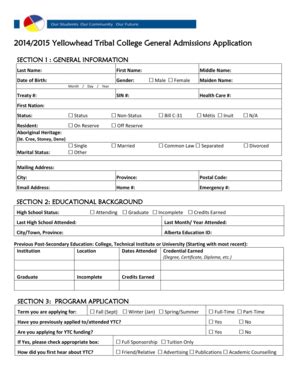 General Admission Application .